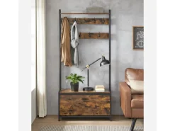 Vasagle Garderobenständer mit Sitzbank 30 cm x 85 cm x 180 cm Braun-Schwarz