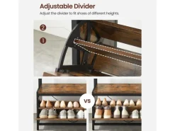 Vasagle Garderobenständer mit Sitzbank 30 cm x 85 cm x 180 cm Braun-Schwarz