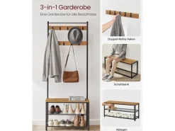 Clearance Vasagle Garderobenständer 32 cm x 70 cm x 177 cm Braun-Schwarz