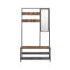 New Vasagle Garderobenständer Spiegel und Sitzbank 35 x 98 x 180 cm Braun-Schwarz