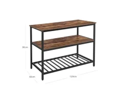 Vasagle Küchenregal 3 Ablagen 60 cm x 120 cm x 90 cm Braun-Schwarz