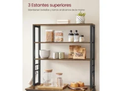 Vasagle Küchenregal 6 Ebenen und 6 Haken 40 cm x 80 cm x 167 cm Braun-Schwarz