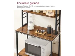 Vasagle Küchenregal 6 Ebenen und 6 Haken 40 cm x 80 cm x 167 cm Braun-Schwarz