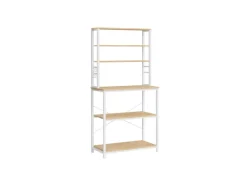Sale Vasagle Küchenregal Stahl 40 cm x 80 cm x 167 cm Eichefarben-Weiß