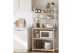 Sale Vasagle Küchenregal Stahl 40 cm x 80 cm x 167 cm Eichefarben-Weiß