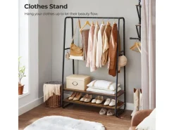 Vasagle Kleiderständer mit 2 Regalen 45 cm x 100 cm x 160 cm Braun-Schwarz