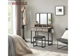 Vasagle Schminktisch mit Hocker Greige-Schwarz