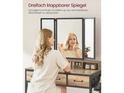 Vasagle Schminktisch mit Hocker Eichenbraun-Schwarz