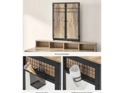 Vasagle Schminktisch mit Hocker Eichenbraun-Schwarz