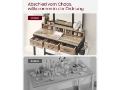 Vasagle Schminktisch mit Hocker Eichenbraun-Schwarz