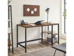 Online Vasagle Schreibtisch 2 Ablagen 60 cm x 140 cm x 75 cm Braun-Schwarz