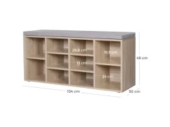 Vasagle Schuhbank 30 cm x 104 cm x 48 cm Eichefarben-Grau