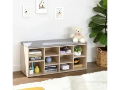 Vasagle Schuhbank 30 cm x 104 cm x 48 cm Eichefarben-Grau