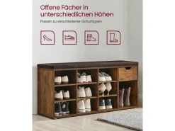 Vasagle Schuhbank 30 cm x 104 cm x 48 cm Vintagebraun