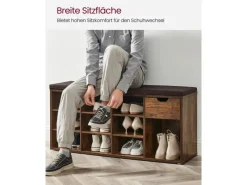Vasagle Schuhbank 30 cm x 104 cm x 48 cm Vintagebraun