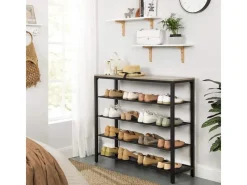 Vasagle Schuhregal 4 Ebenen 100 cm x 30 cm x 92,5 cm Grau-Schwarz