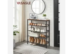 Discount Vasagle Schuhregal 5 Ebenen 30 cm x 93 cm x 75 cm Braun-Schwarz
