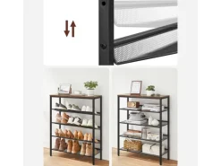 Discount Vasagle Schuhregal 5 Ebenen 30 cm x 93 cm x 75 cm Braun-Schwarz