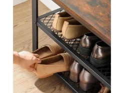 Vasagle Schuhregal 2 Gitterablagen 30 cm x 100 cm x 45 cm Braun-Schwarz