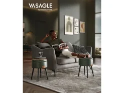 Vasagle Sitzhocker mit Stauraum Ø 32 cm x 44 cm Waldgrün