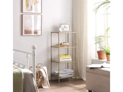 Online Vasagle Standregal 4 Ablagen Hartglas 30 cm x 40 cm x 95 cm Gold