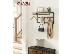 Vasagle Wandgarderobe mit Ablage 30 cm x 80 cm x 42 cm Braun-Schwarz