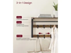Vasagle Wandgarderobe mit Ablage 30 cm x 80 cm x 42 cm Braun-Schwarz