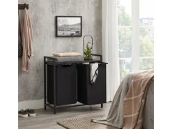 Vasagle Wäschekorb 2 Fächer 33 cm x 73 cm x 72 cm Braun-Schwarz 92 l