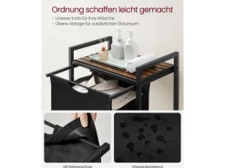 Clearance Vasagle Wäschesammler mit Ablage 50 cm x 33 cm x 72 cm Braun-Schwarz