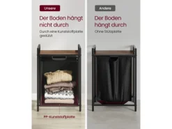 Clearance Vasagle Wäschesammler mit Ablage 50 cm x 33 cm x 72 cm Braun-Schwarz