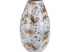 A.H.G. Vase Flora mit Blumenmuster Ø 15 cm x 28 cm Weiß