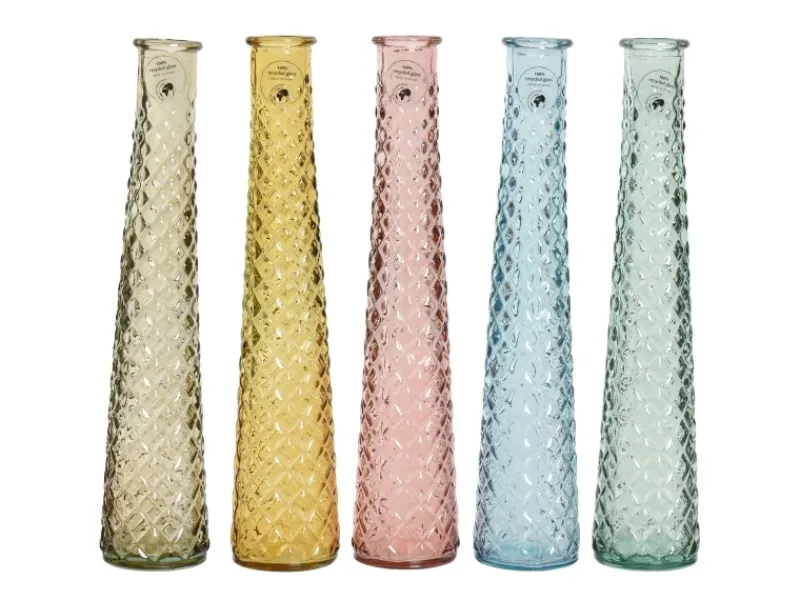 Online Vase Glas 5-fach sortiert Ø 7 cm x 32 cm Farbauswahl