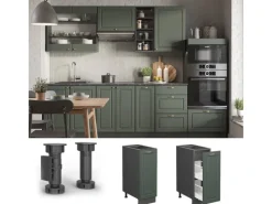 New Vicco Apothekerschrank Fame-Line Grün-Gold Landhaus/Anthrazit 30 cm ohne Arbeitsplatte Dunkelgrün