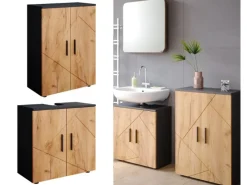 Online Vicco Badezimmermöbel-Set Irma Goldkraft Eiche/Anthrazit 2 Teile mit Midischrank Anthrazit-Eiche