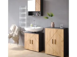 Online Vicco Badezimmermöbel-Set Irma Goldkraft Eiche/Anthrazit 2 Teile mit Midischrank Anthrazit-Eiche