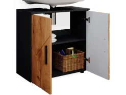 Online Vicco Badezimmermöbel-Set Irma Goldkraft Eiche/Anthrazit 2 Teile mit Midischrank Anthrazit-Eiche