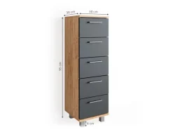 Hot Vicco Badschrank Ilias /Anthrazit 30 x 95 cm Eiche