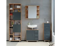 Hot Vicco Badschrank Ilias /Anthrazit 30 x 95 cm Eiche