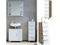 New Vicco Badschrank Ilias Sonoma/Weiß 30 x 95 cm Sonoma Eiche