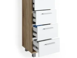 New Vicco Badschrank Ilias Sonoma/Weiß 30 x 95 cm Sonoma Eiche