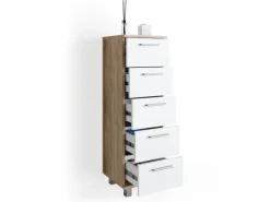New Vicco Badschrank Ilias Sonoma/Weiß 30 x 95 cm Sonoma Eiche