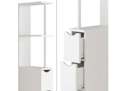 Vicco Badschrank Vera Weiß 137 x 15 cm mit 3 Schubladen