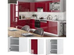 Vicco Eckhängeschrank Fame-Line Küchen-Eckschrank Bordeaux Hochglanz/Weiß 57 cm