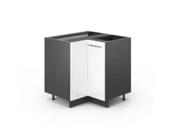 Best Vicco Eckunterschrank Fame-Line Hochglanz/Anthrazit 81 cm ohne Arbeitsplatte Weiß