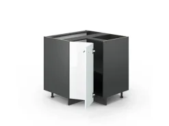 Best Vicco Eckunterschrank Fame-Line Hochglanz/Anthrazit 81 cm ohne Arbeitsplatte Weiß