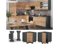 Clearance Vicco Eckunterschrank Fame-Line Goldkraft /Anthrazit 81 cm ohne Arbeitsplatte Eiche