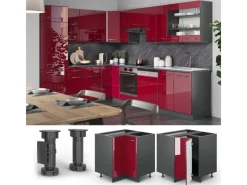 Vicco Eckunterschrank Fame-Line Bordeaux Hochglanz/Anthrazit 81 cm ohne Arbeitsplatte