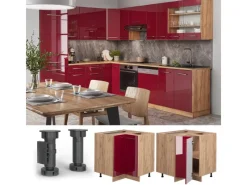 Vicco Eckunterschrank Fame-Line Bordeaux Hochglanz/Goldkraft Eiche 81 cm ohne Arbeitsplatte