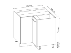 Vicco Eckunterschrank Fame-Line Bordeaux Hochglanz/Goldkraft Eiche 81 cm ohne Arbeitsplatte