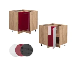 Vicco Eckunterschrank Fame-Line Bordeaux Hochglanz/Goldkraft Eiche 81 cm ohne Arbeitsplatte